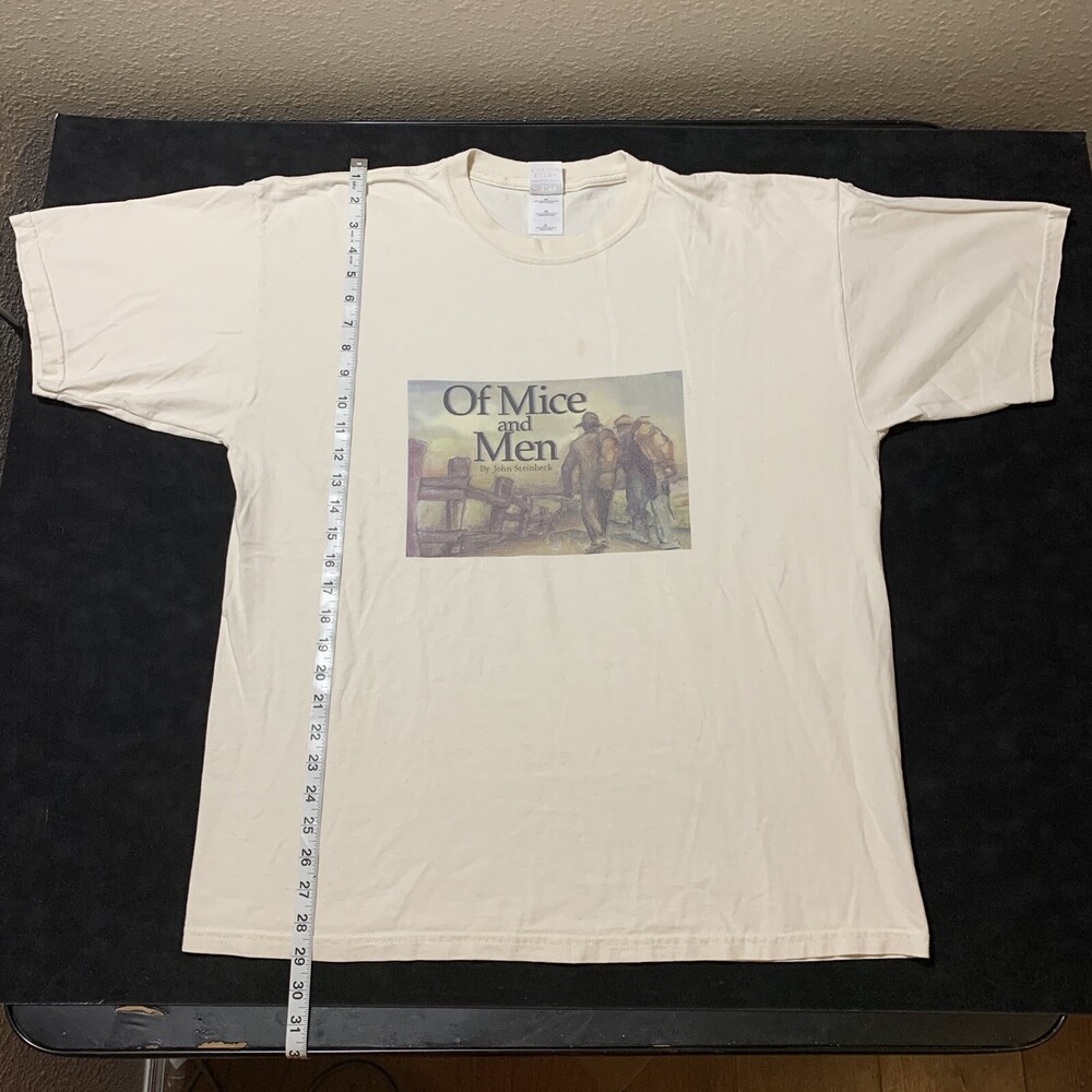 John Steinbeck Of Mice and Men Shirt Vintage Scholastic Books Barnes Noble 1990s